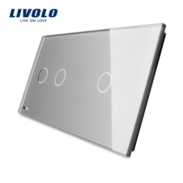 Livolo Luxury Grey Crystal Glass Tempered 151mm*80mm Double Glass Panel For Sale VL-C7-C2/C1-15